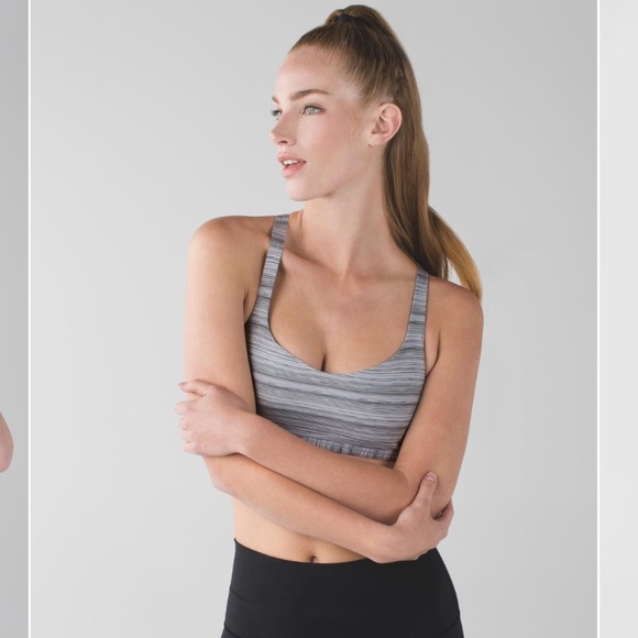 lululemon Free To Be Wild Bra - Cyber Stripe White Silver Fox / Sea Mist - Picture 3 of 7